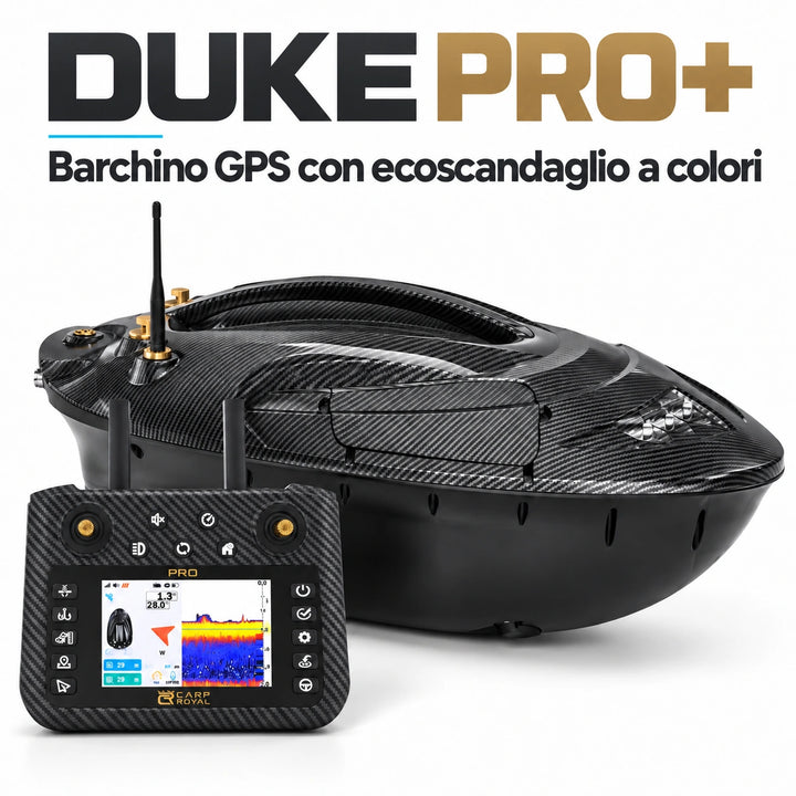 Carp Royal DUKE PRO+ – Barchino da pastura con GPS ed ecoscandaglio a colori
