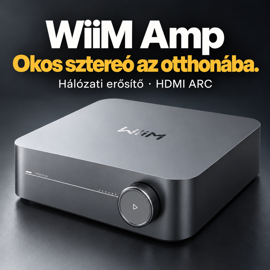 WiiM Amp – Hálózati sztereó erősítő HDMI ARC, Wi-Fi és csatornánként 60 W teljesítménnyel