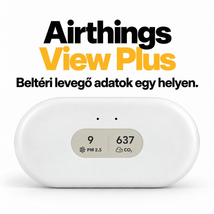 Airthings View Plus – Beltéri levegőminőség-mérő radon-, CO₂- és PM2,5-érzékelővel