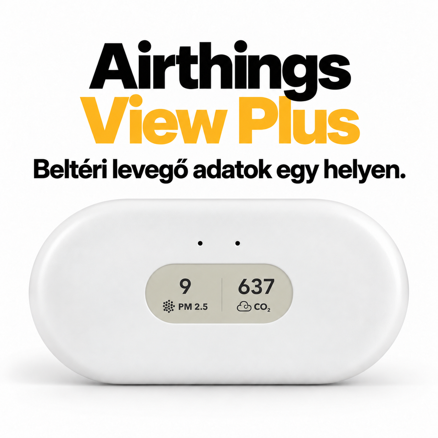 Airthings View Plus – Beltéri levegőminőség-mérő radon-, CO₂- és PM2,5-érzékelővel