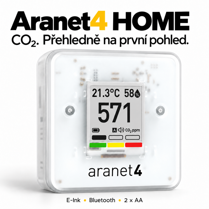 Aranet4 HOME – Měřič CO₂ s E-Ink displejem a Bluetooth