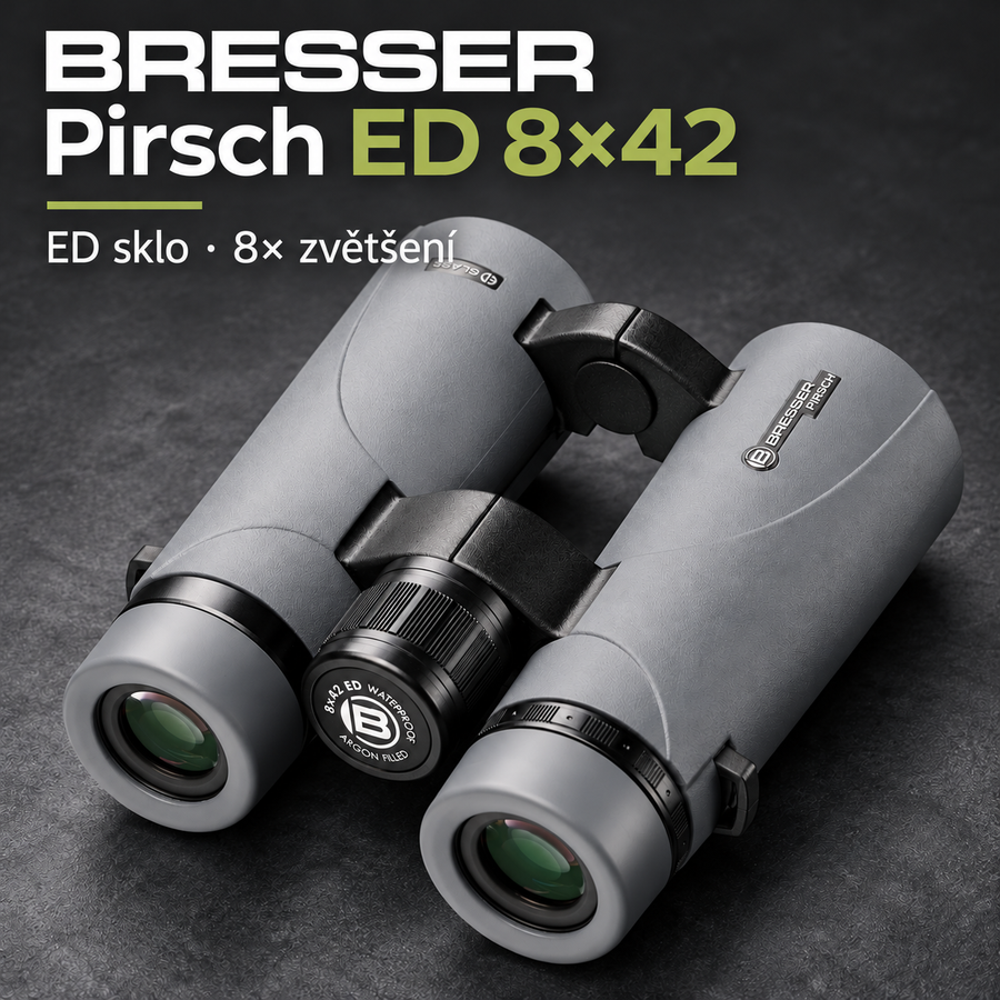 Bresser Pirsch ED 8×42 – binokulární dalekohled s ED sklem