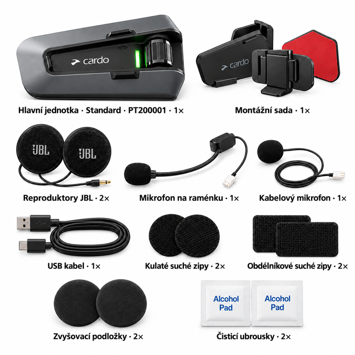 Cardo PACKTALK EDGE Single – Motocyklový interkom s DMC, JBL a Air Mount