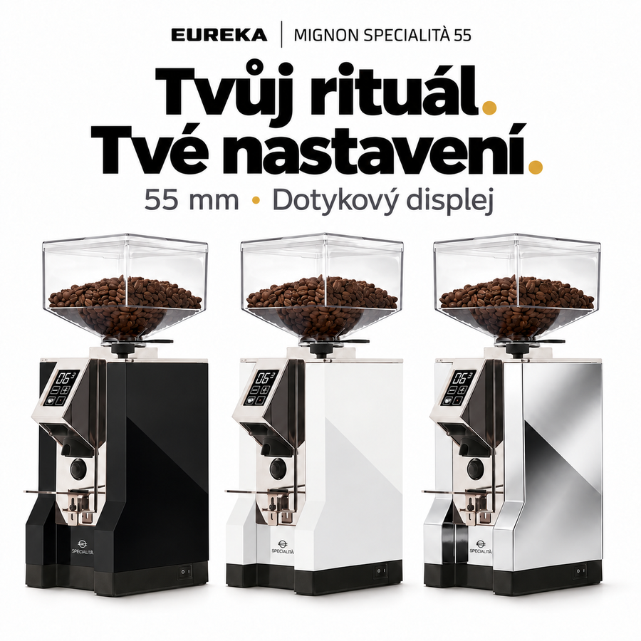 Eureka Mignon Specialità 55 – Mlýnek na espresso s 55mm plochými kameny, dotykovým displejem a časovačem