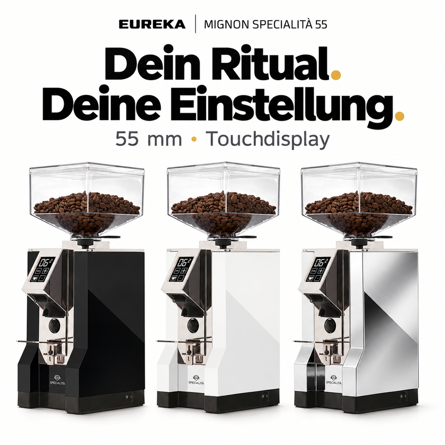 Eureka Mignon Specialità 55 – Espressomühle mit 55-mm-Flachmahlwerk, Touchscreen und Timer