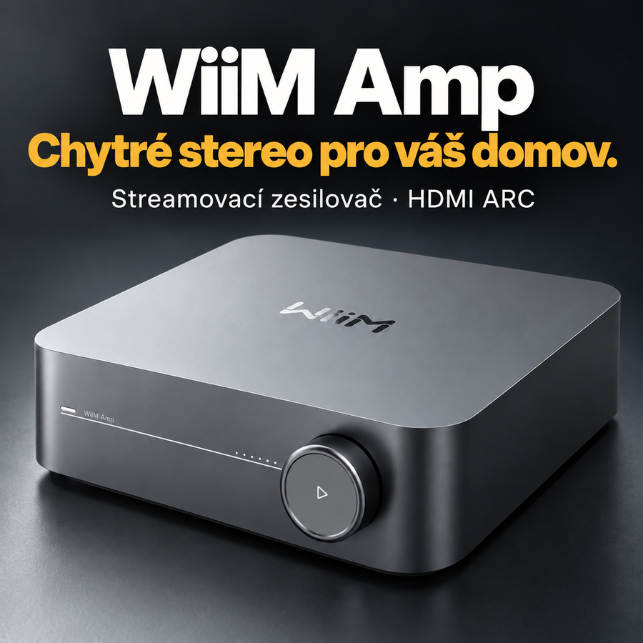 WiiM Amp – Síťový stereofonní zesilovač s HDMI ARC, Wi-Fi a výkonem 60 W na kanál