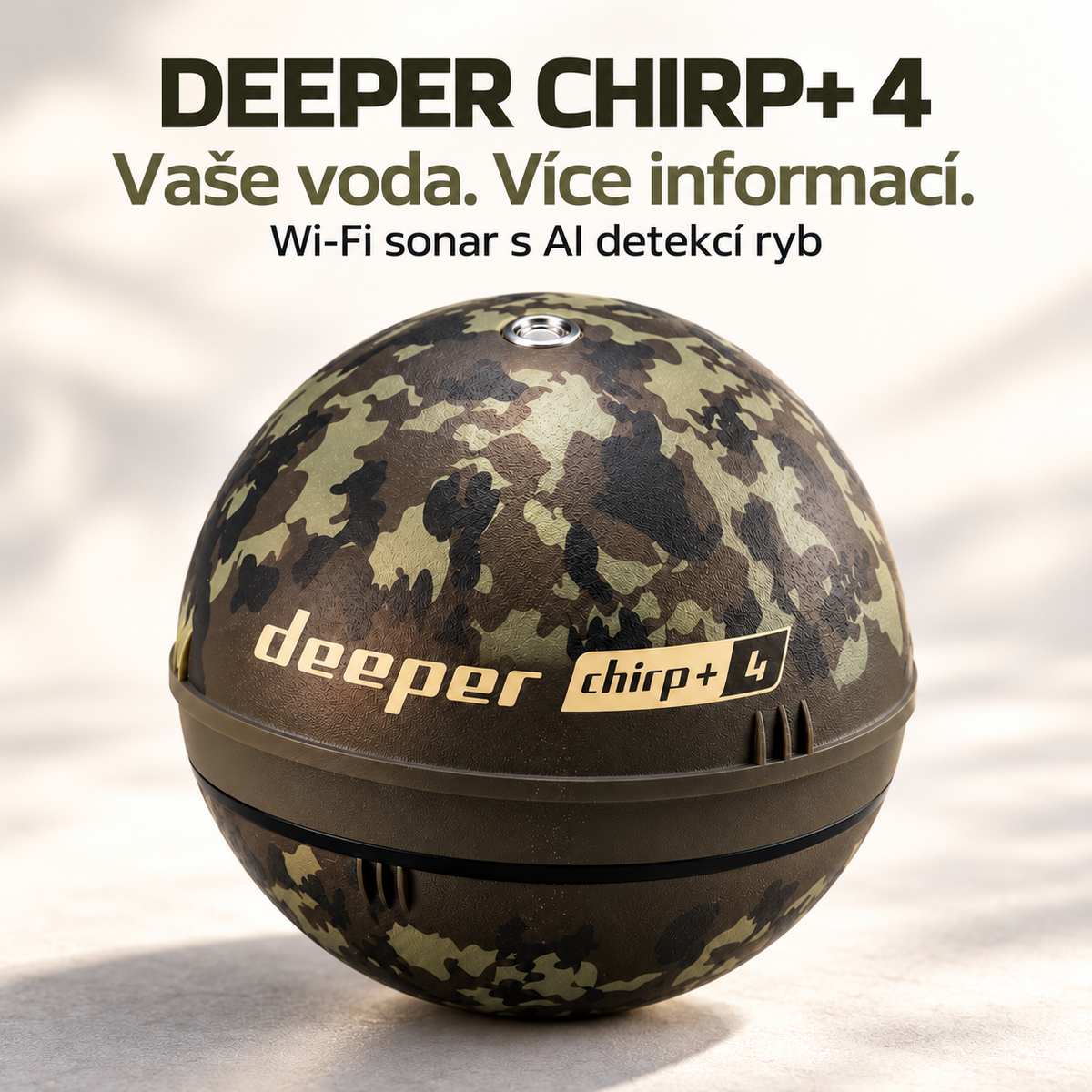Deeper CHIRP+ 4 – nahazovací Wi-Fi sonar s AI rozpoznáváním ryb a osobními 2D/3D mapami